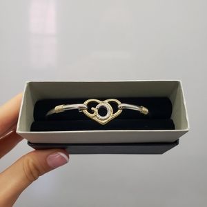 18k plated sterling silver heart bangle bracelet